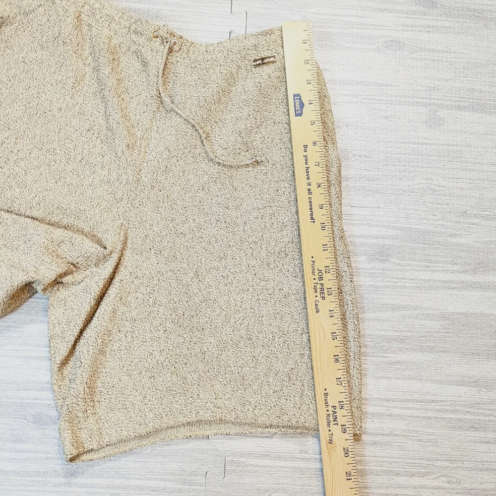St. John Sport - Marie Gray Bermuda Knit Shorts Beige Tie Waist Pockets Luxury S